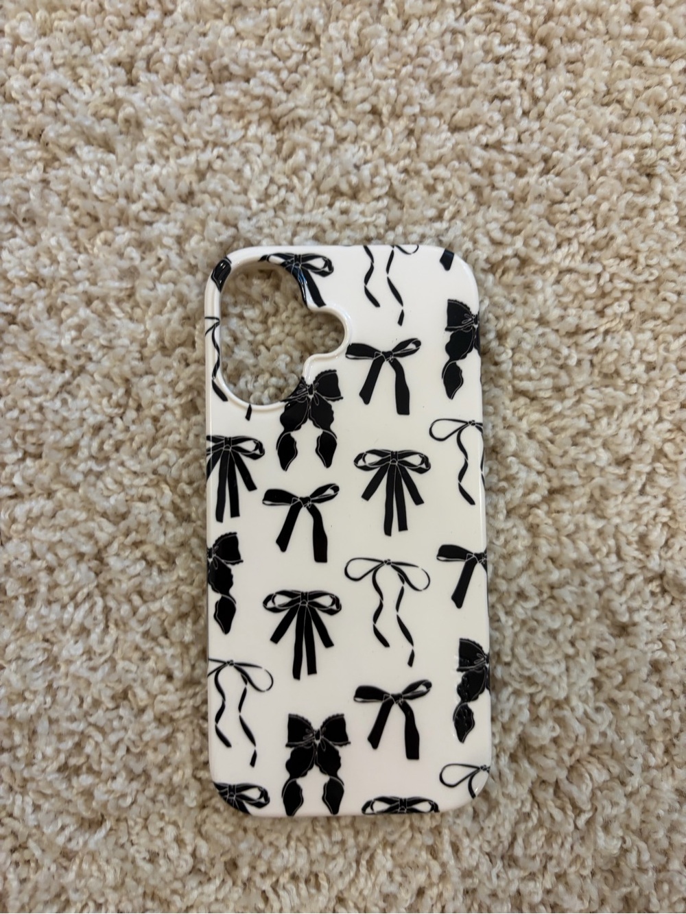 White Phone Case with Black Bow Print